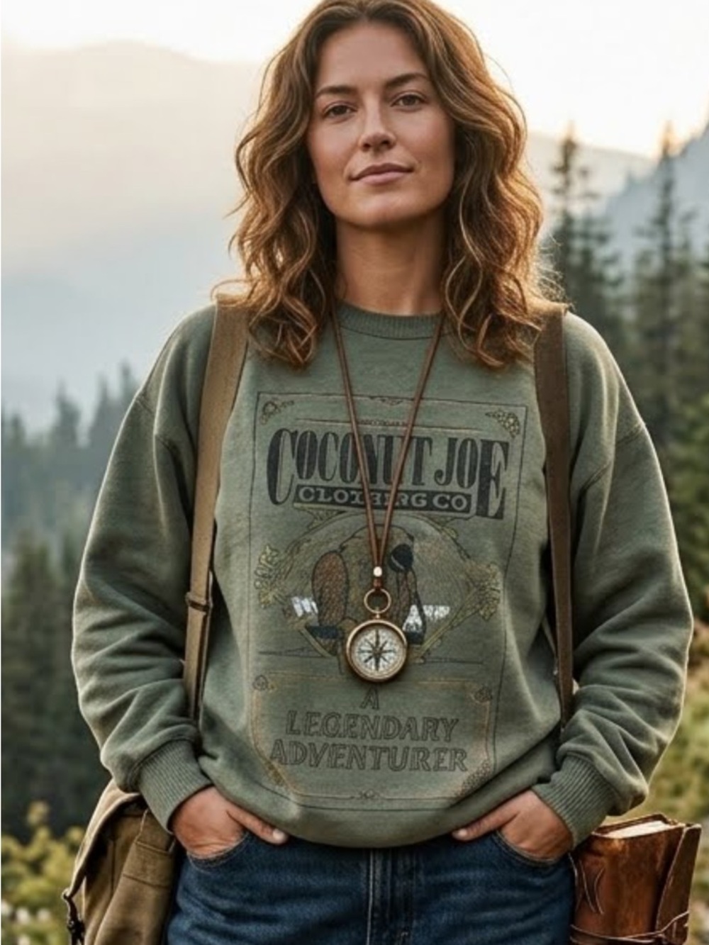 Coconut Joe Legendary Adventurer Olive Graphic Sweatshirt